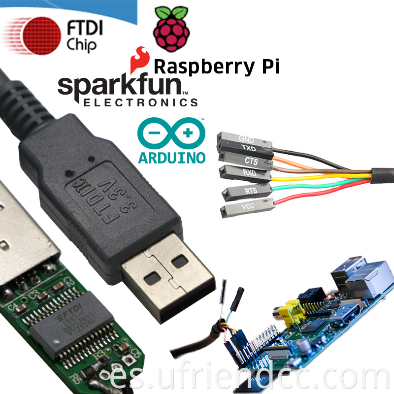 6 F EET WIN10 UART 5V 3.3V FTDI FT232RL TTL USB Tipo C para depurar el cable de serie para el soporte de frambuesa OEM ODM